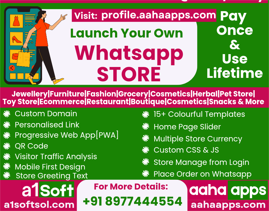 Mini Website & Whatsapp Store- Aaha Apps